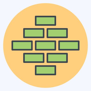 Simge Tuğlaları Duvarı. İşletme sembolüyle ilgili. renk arkadaşı stili. dizayn edilebilir