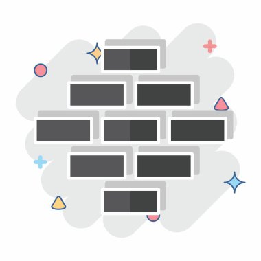 Simge Tuğlaları Duvarı. İşletme sembolüyle ilgili. Çizgi roman. dizayn edilebilir