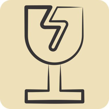 Simge Kırık Cam. Geri dönüşüm sembolüyle ilgili. El çizimi tarzı. dizayn edilebilir