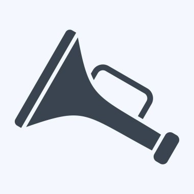 Simge Bugle. Enstrümanlar sembolüyle ilgili. Kabartma tarzı. dizayn edilebilir