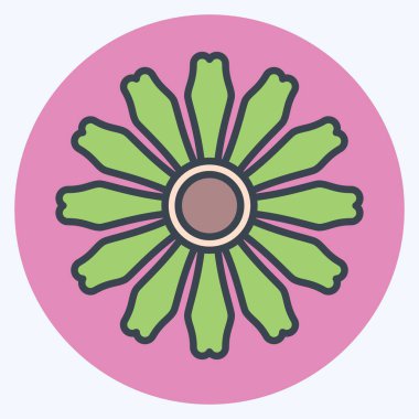 Simge Calendula. Doğal Organik Kozmetik Sembolü ile ilgili. renk arkadaşı stili. dizayn edilebilir