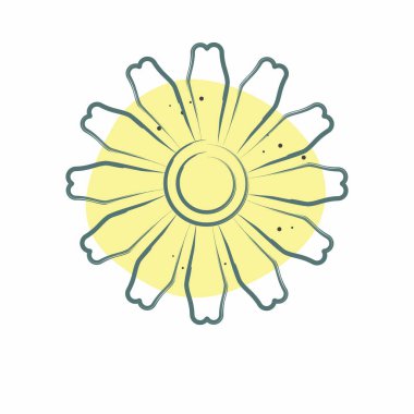 Simge Calendula. Doğal Organik Kozmetik Sembolü ile ilgili. Renkli Leke Biçimi. dizayn edilebilir