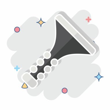 Simge Klarneti. Enstrümanlar sembolüyle ilgili. Çizgi roman. dizayn edilebilir