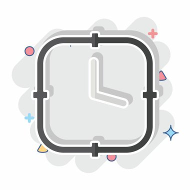 Simge Saati. İşletme sembolüyle ilgili. Çizgi roman. dizayn edilebilir