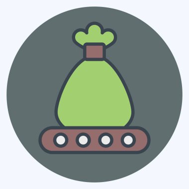 Simge taşıyıcı. Geri dönüşüm sembolüyle ilgili. renk arkadaşı stili. dizayn edilebilir