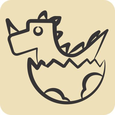Icon Dino Yumurtası. Tarih öncesi sembolle ilgili. El çizimi tarzı. dizayn edilebilir