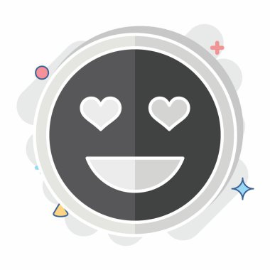 Icon Emoji Sevildi. İşletme sembolüyle ilgili. Çizgi roman. dizayn edilebilir
