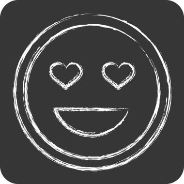 Icon Emoji Sevildi. İşletme sembolüyle ilgili. Tebeşir stili. dizayn edilebilir