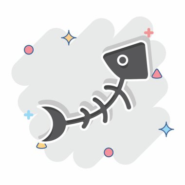 Icon Balık Kemiği. Geri dönüşüm sembolüyle ilgili. Çizgi roman. dizayn edilebilir