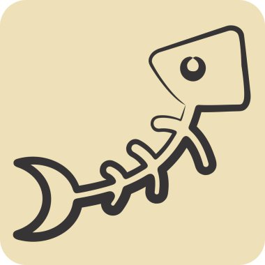 Icon Balık Kemiği. Geri dönüşüm sembolüyle ilgili. El çizimi tarzı. dizayn edilebilir