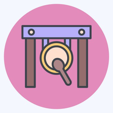 Icon Gong 'da. Enstrümanlar sembolüyle ilgili. renk arkadaşı stili. dizayn edilebilir