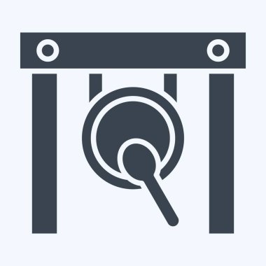Icon Gong 'da. Enstrümanlar sembolüyle ilgili. Kabartma tarzı. dizayn edilebilir