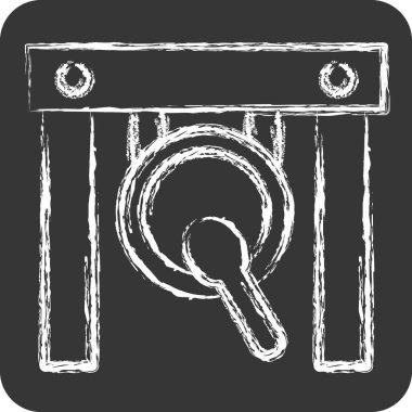 Icon Gong 'da. Enstrümanlar sembolüyle ilgili. Tebeşir stili. dizayn edilebilir