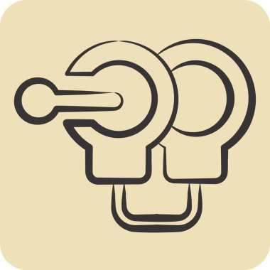 İkon kelepçeler. Polis sembolüyle ilgili. El çizimi tarzı. dizayn edilebilir