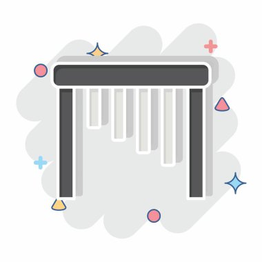 İkon Marimba. Enstrümanlar sembolüyle ilgili. Çizgi roman. dizayn edilebilir