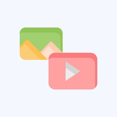 Simge İçeriği. Medya sembolüyle ilgili. Düz stil. dizayn edilebilir 1