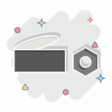 Simgesel metal atığı. Geri dönüşüm sembolüyle ilgili. Çizgi roman. dizayn edilebilir