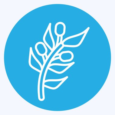 İkon zeytin. Doğal Organik Kozmetik Sembolü ile ilgili. Mavi gözlü. dizayn edilebilir