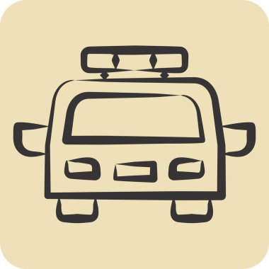 Simge Polis Aracı. Polis sembolüyle ilgili. El çizimi tarzı. dizayn edilebilir