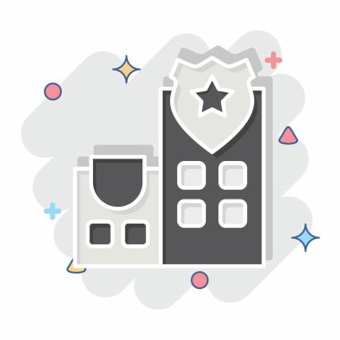 Simge Polis Karakolu. Polis sembolüyle ilgili. Çizgi roman. dizayn edilebilir