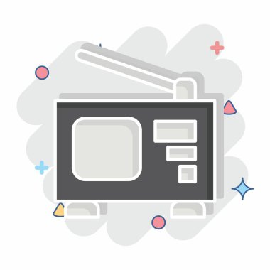 Simge Radyosu. Enstrümanlar sembolüyle ilgili. Çizgi roman. dizayn edilebilir