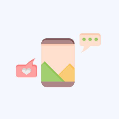 Simge tepkisi. Medya sembolüyle ilgili. Düz stil. dizayn edilebilir