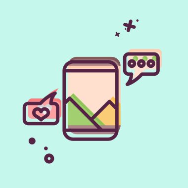 Simge tepkisi. Medya sembolüyle ilgili. MBE tarzı. dizayn edilebilir