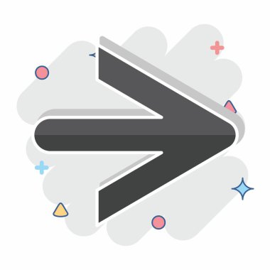 Simge Sağ Ok. İşletme sembolüyle ilgili. Çizgi roman. dizayn edilebilir