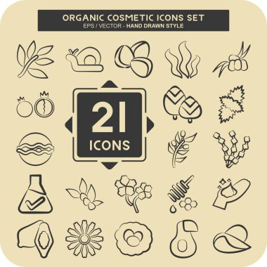 Simge Doğal Organik Kozmetik. Eğitim sembolüyle ilgili. El çizimi tarzı. dizayn edilebilir