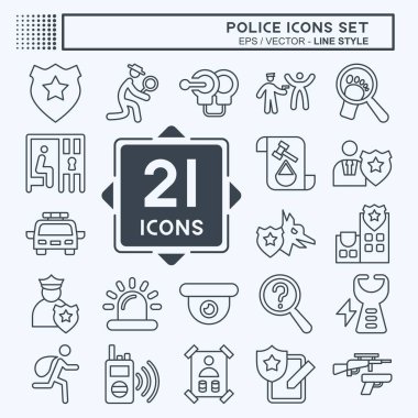 Icon Set Polisi. Eğitim sembolüyle ilgili. Sıra tarzı. dizayn edilebilir