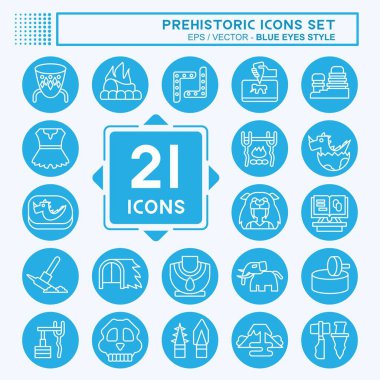 Tarih Öncesi Simge Ayarları. Eğitim sembolüyle ilgili. Mavi gözlü. dizayn edilebilir
