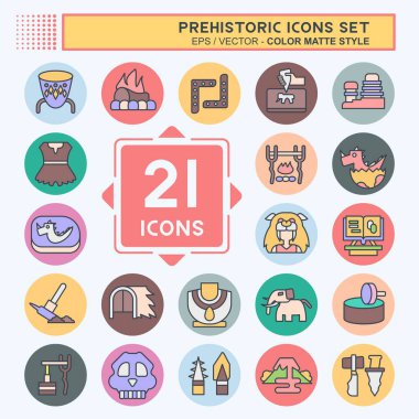 Tarih Öncesi Simge Ayarları. Eğitim sembolüyle ilgili. renk arkadaşı stili. dizayn edilebilir