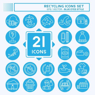 Simge Geri Dönüşümü Ayarla. Eğitim sembolüyle ilgili. Mavi gözlü. dizayn edilebilir