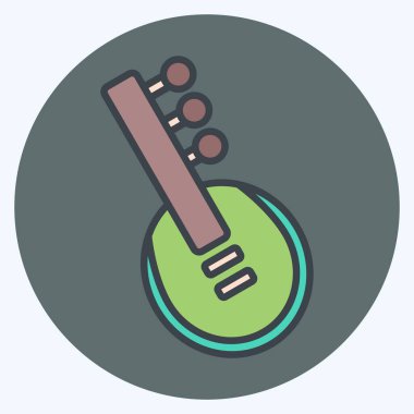 Simge Sitar. Enstrümanlar sembolüyle ilgili. renk arkadaşı stili. dizayn edilebilir