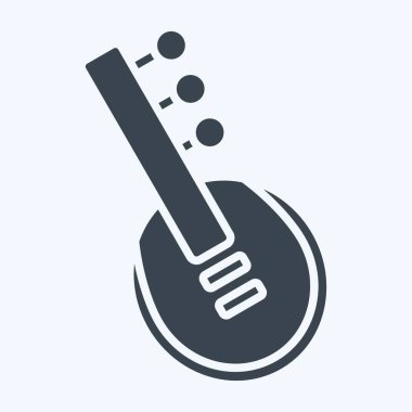 Simge Sitar. Enstrümanlar sembolüyle ilgili. Kabartma tarzı. dizayn edilebilir