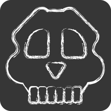 İkon Kafatası. Tarih öncesi sembolle ilgili. Tebeşir stili. dizayn edilebilir