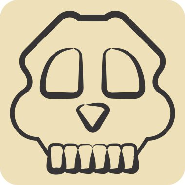 İkon Kafatası. Tarih öncesi sembolle ilgili. El çizimi tarzı. dizayn edilebilir