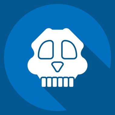 İkon Kafatası. Tarih öncesi sembolle ilgili. Uzun gölge tarzı. dizayn edilebilir