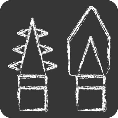 Simge Mızrağı. Tarih öncesi sembolle ilgili. Tebeşir stili. dizayn edilebilir