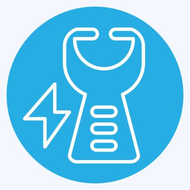 Simgesel şok tabancası. Polis sembolüyle ilgili. Mavi gözlü. dizayn edilebilir