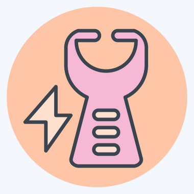 Simgesel şok tabancası. Polis sembolüyle ilgili. renk arkadaşı stili. dizayn edilebilir