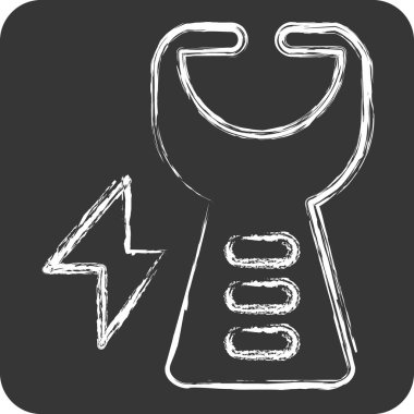 Simgesel şok tabancası. Polis sembolüyle ilgili. Tebeşir stili. dizayn edilebilir