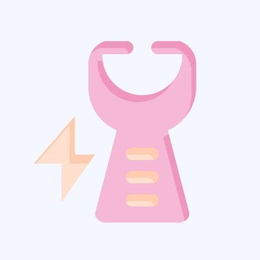 Simgesel şok tabancası. Polis sembolüyle ilgili. Düz stil. dizayn edilebilir