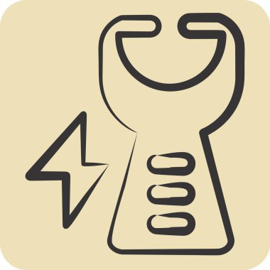 Simgesel şok tabancası. Polis sembolüyle ilgili. El çizimi tarzı. dizayn edilebilir