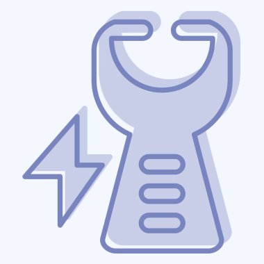 Simgesel şok tabancası. Polis sembolüyle ilgili. İki ton stili. dizayn edilebilir