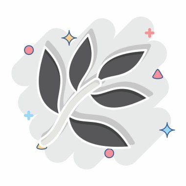 Simge Çay Ağacı. Doğal Organik Kozmetik Sembolü ile ilgili. Çizgi roman. dizayn edilebilir