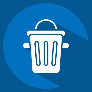 Simge Çöp Kutusu. Geri dönüşüm sembolüyle ilgili. Uzun gölge tarzı. dizayn edilebilir