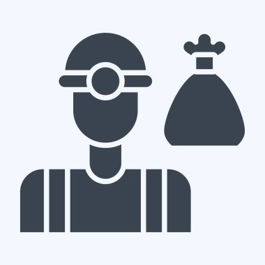 Simge Çöp Toplayıcısı. Geri dönüşüm sembolüyle ilgili. Kabartma tarzı. dizayn edilebilir