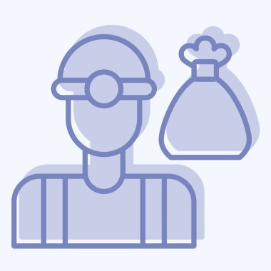 Simge Çöp Toplayıcısı. Geri dönüşüm sembolüyle ilgili. İki ton stili. dizayn edilebilir