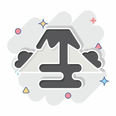 İkon volkanı. Tarih öncesi sembolle ilgili. Çizgi roman. dizayn edilebilir